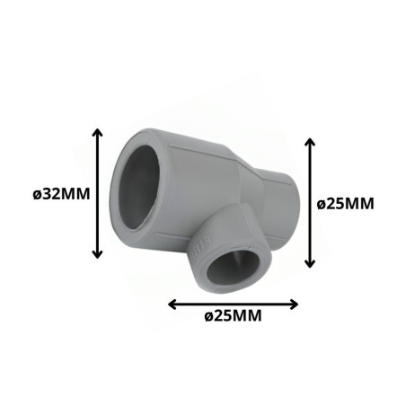 TEE POLIFUSION REDUCCION 32X25X25 MM