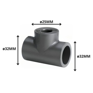 TEE POLIFUSION REDUCCION 32X25X32 MM