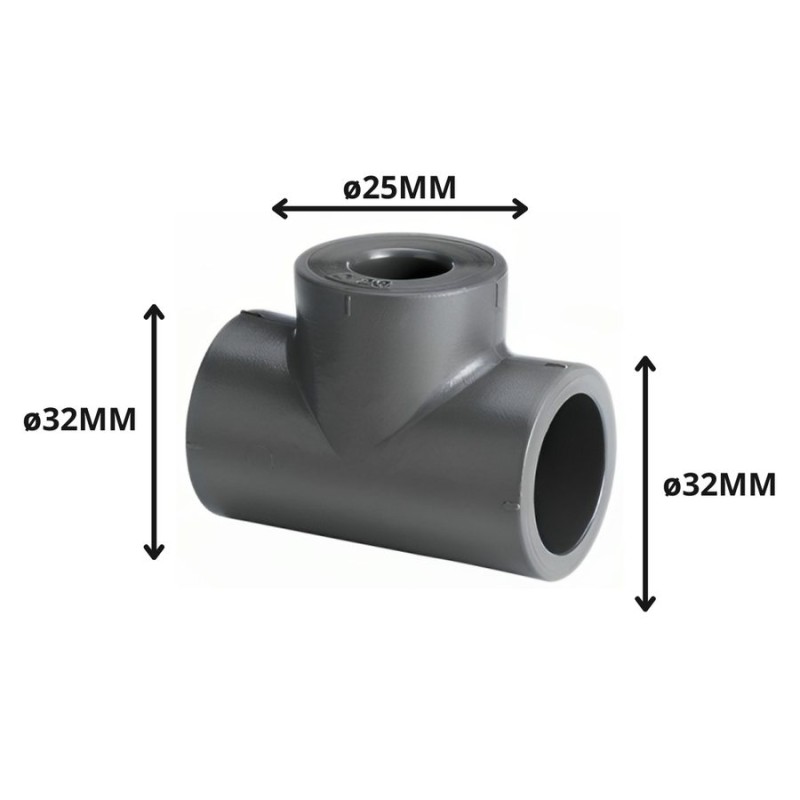 TEE POLIFUSION REDUCCION 32X25X32 MM