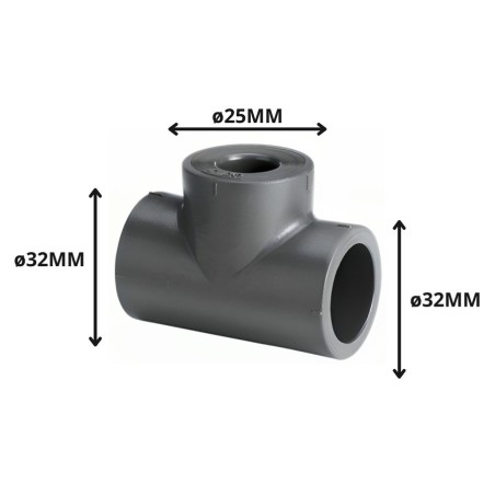 TEE POLIFUSION REDUCCION 32X25X32 MM
