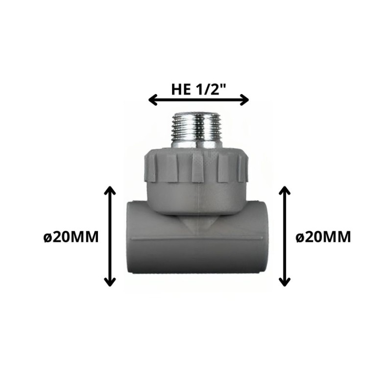 TEE POLIFUSION ROSCA METAL HE 20 MM 1/2"