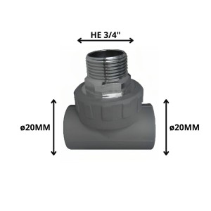 TEE POLIFUSION ROSCA METAL HE 20 MM 3/4"
