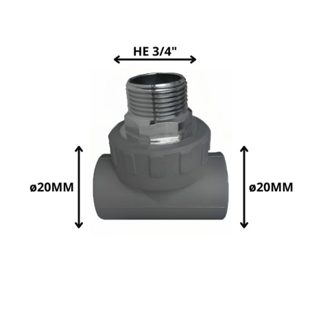 TEE POLIFUSION ROSCA METAL HE 20 MM 3/4"
