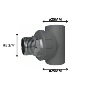 TEE POLIFUSION ROSCA METAL HE 25 MM 3/4"