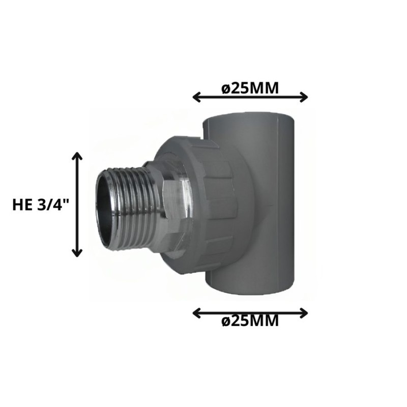 TEE POLIFUSION ROSCA METAL HE 25 MM 3/4"