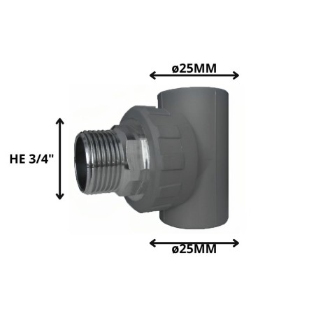 TEE POLIFUSION ROSCA METAL HE 25 MM 3/4"