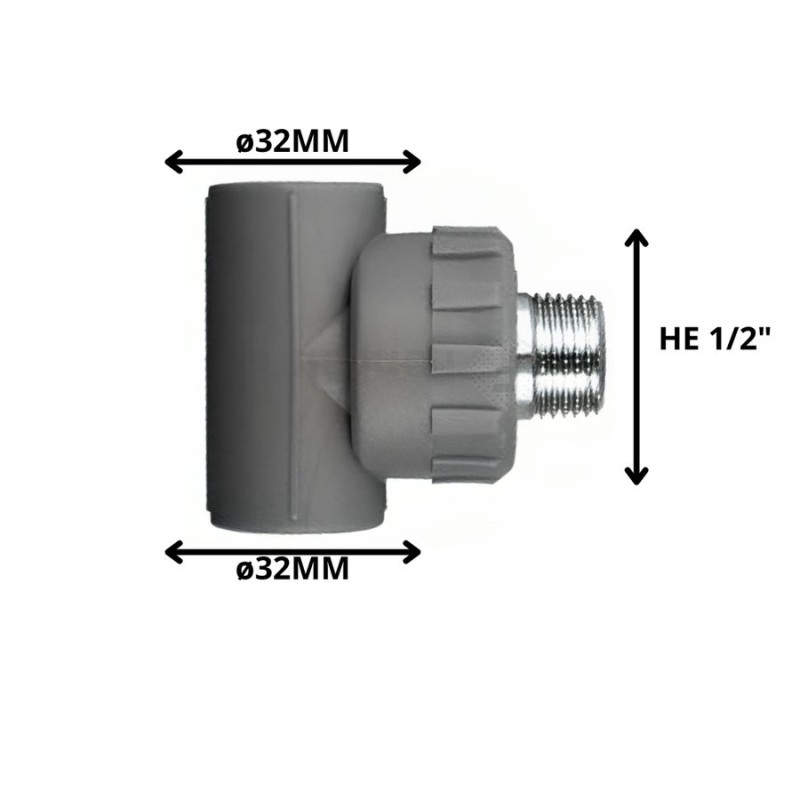 TEE POLIFUSION ROSCA METAL HE 32 MM 1/2"