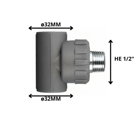 TEE POLIFUSION ROSCA METAL HE 32 MM 1/2"