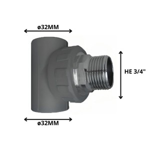 TEE POLIFUSION ROSCA METAL HE 32 MM 3/4"