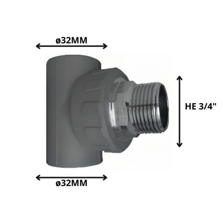 TEE POLIFUSION ROSCA METAL HE 32 MM 3/4"