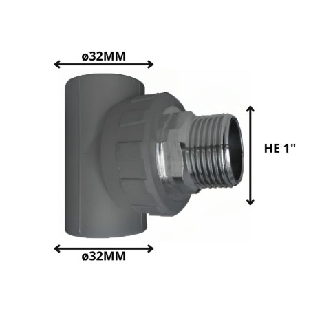 TEE POLIFUSION ROSCA METAL HE 32 MM 1 "
