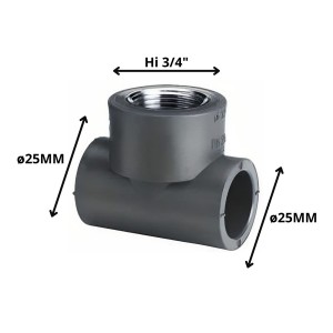 TEE POLIFUSION ROSCA METAL HI 25 MM 3/4"
