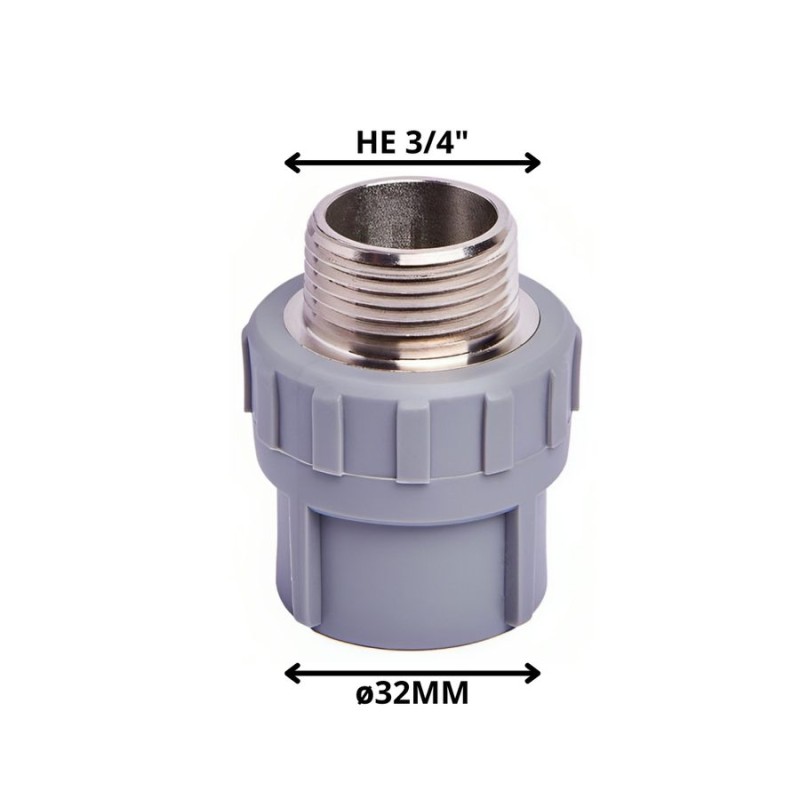 TERMINAL POLIFUSION ROSCA METAL HE 32X3/4"