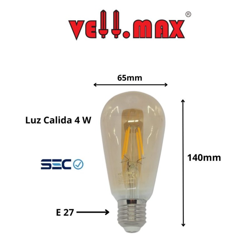 AMPOLLETA FILAMENTO VELLMAX 7W E27 3000K V-BL-1904