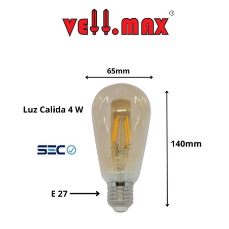 AMPOLLETA FILAMENTO VELLMAX 7W E27 3000K V-BL-1904