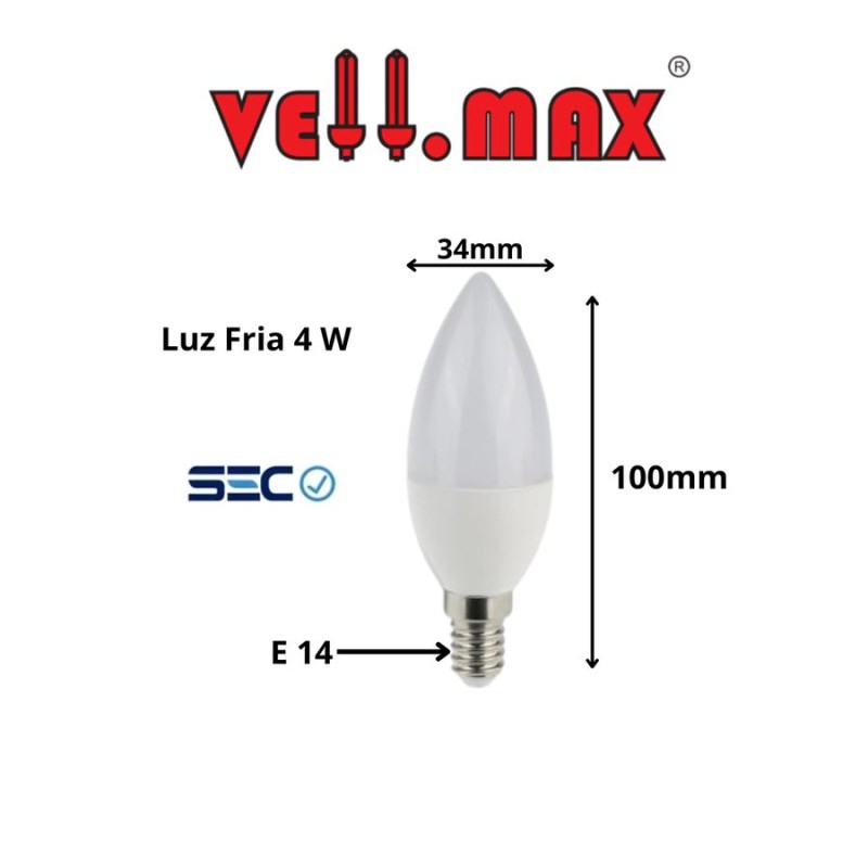 AMPOLLETA LED VELLMAX VELA 7W E14 6500K VCAJ2107