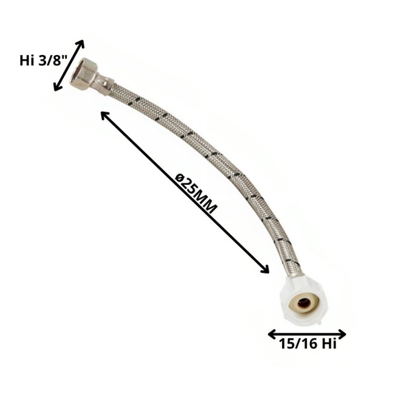 FLEXIBLE AGUA 3/8 HI X 15/16 HI P/ESTANQUE 25 CM