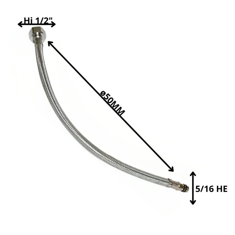 FLEXIBLE AGUA 1/2 HI X 5/16 HE MONOMANDO 50 CM