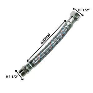 FLEXIBLE AGUA 1/2 HI X 1/2*HE REFORZADO 20 CM PARA