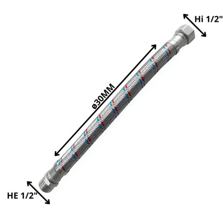 FLEXIBLE AGUA 1/2 HI X 1/2*HE REFORZADO 30 CM PARA