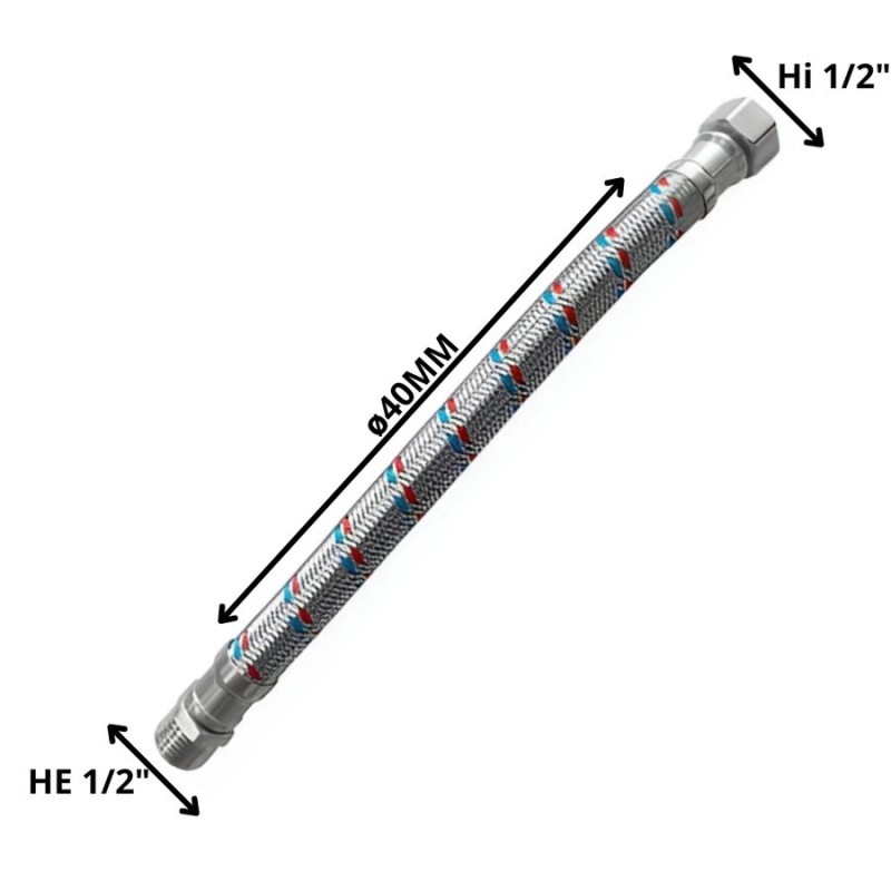 FLEXIBLE AGUA 1/2 HI X 1/2*HE REFORZADO 40 CM PARA