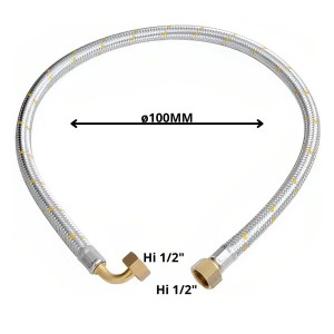 FLEXIBLE GAS 1/2 HI X 1/2 HI 100 CM CON CODO