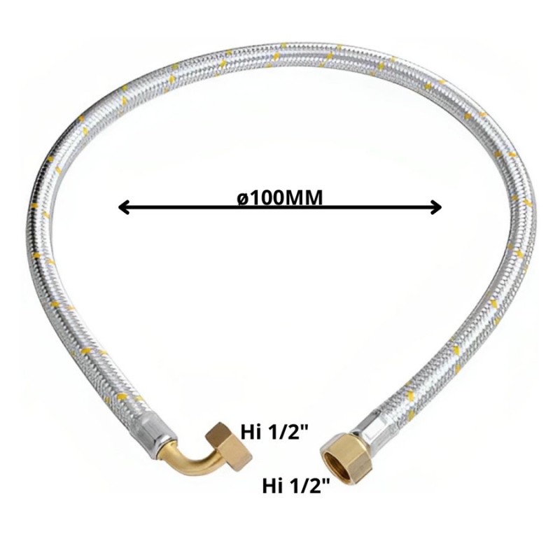 FLEXIBLE GAS 1/2 HI X 1/2 HI 100 CM CON CODO