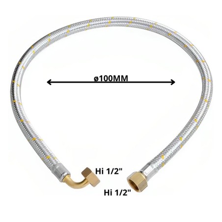 FLEXIBLE GAS 1/2 HI X 1/2 HI 100 CM CON CODO