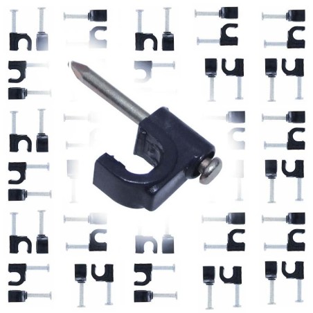 GRAMPA CON CLAVO PARA CABLE COAXIAL NEGRA 5,0 MM