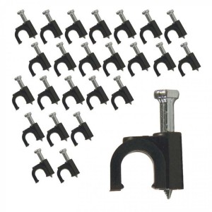 GRAMPA CON CLAVO PARA CABLE COAXIAL NEGRA 7,0 MM