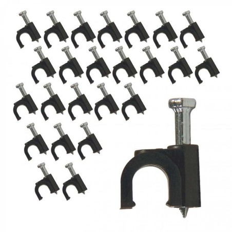 GRAMPA CON CLAVO PARA CABLE COAXIAL NEGRA 7,0 MM