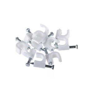GRAMPA CON CLAVO PARA CABLE COAXIAL BLANCA 7,0 MM