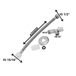 LLAVE ANGULAR C/FLEXIBLE 1/2 HE X 15/16 HI 35 CM