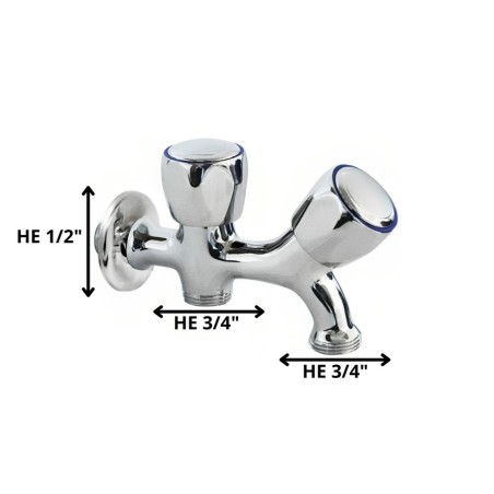 LLAVE LAVADERO DOBLE HOFFENS CROMO 1/2X3/4X3/4" 62