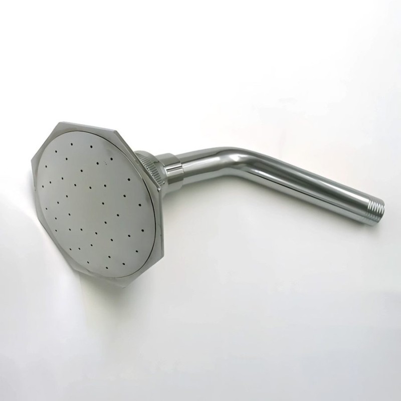 DUCHA CHAYA METALICA HEXAGONAL CROMADA C/ BRASO