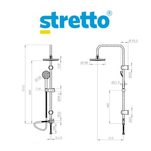 COLUMNA DE DUCHA STRETTO RIMINI CROMO ACERINOX 21S
