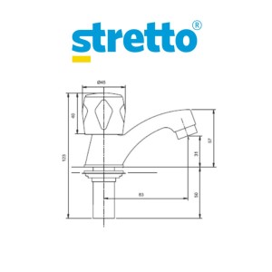 LLAVE LAVATORIO STRETTO MOSSINI TEVERE 20MS0101400