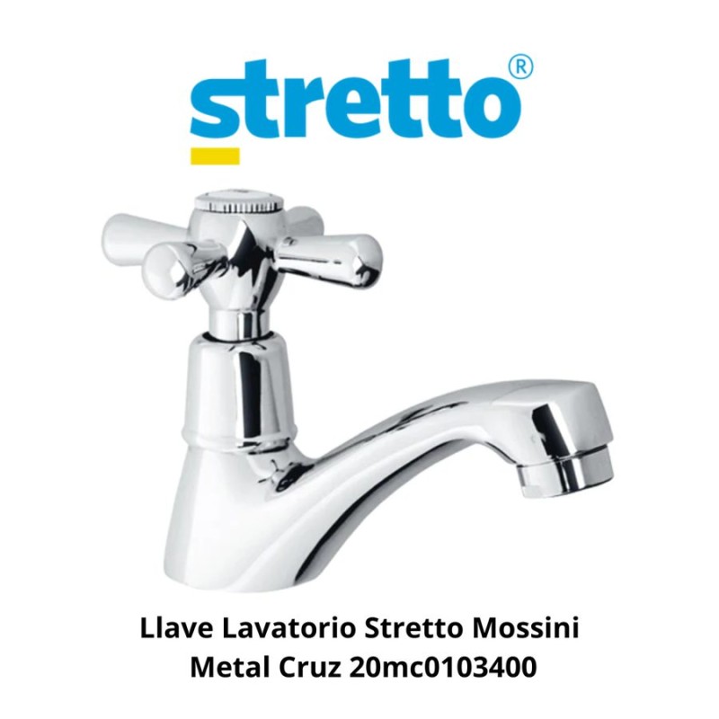 LLAVE LAVATORIO STRETTO MOSSINI METAL CRUZ 20MC010