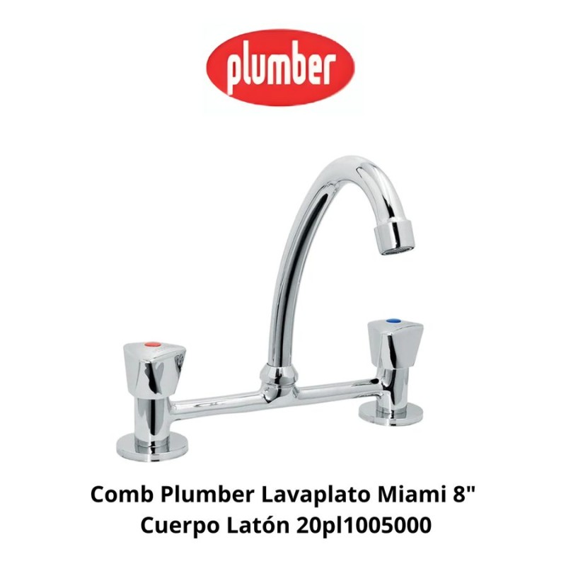 COMB PLUMBER LAVAPLATO MIAMI 8" LATON 20PL1005000