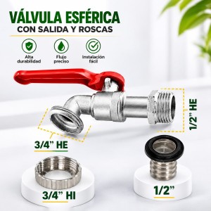 LLAVE BOLA 1/2 X 3/4 C/UNION MANGUERA 1/2"
