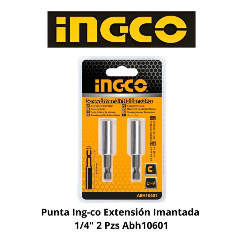 PUNTA INGCO EXTENSION IMANTADA 1/4" 2 PZS ABH1060
