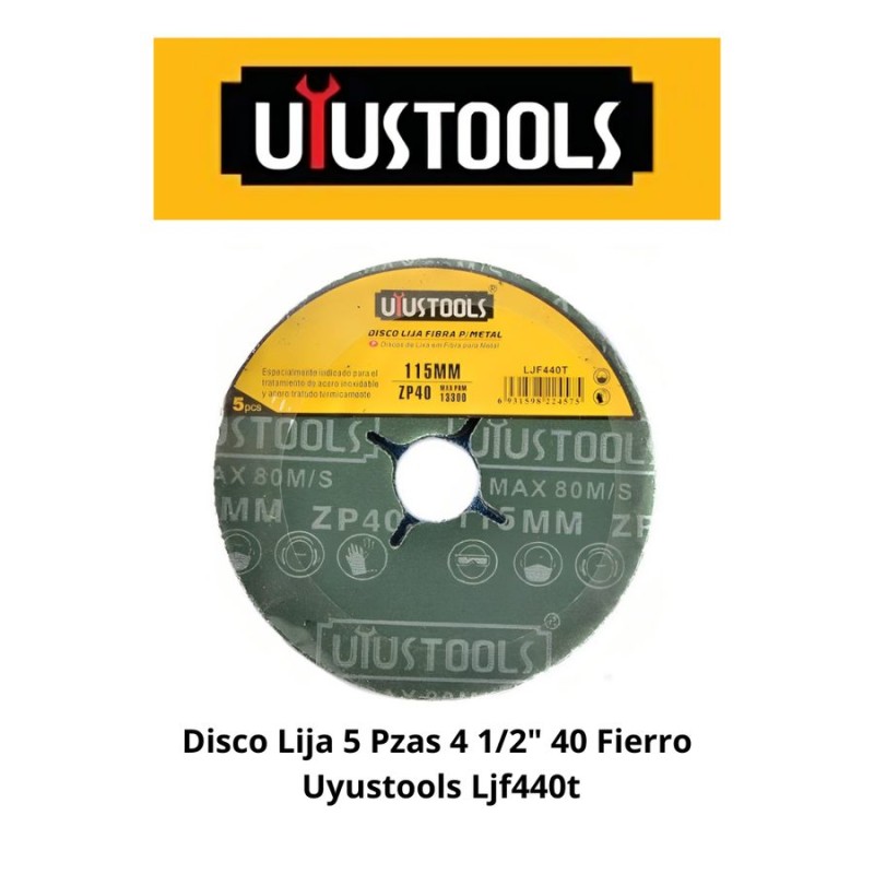 DISCO LIJA 5 PZAS 4 1/2" 40 FIERRO UYUSTOOLS LJF44