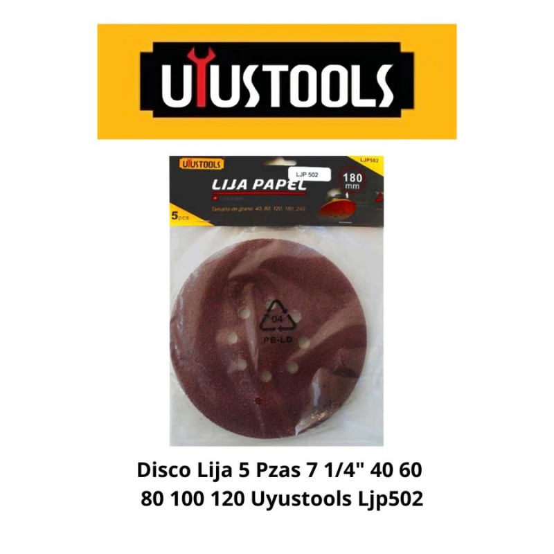 DISCO LIJA 5 PZAS 7 1/4" 40 60 80 100 120 UYUSTOOL