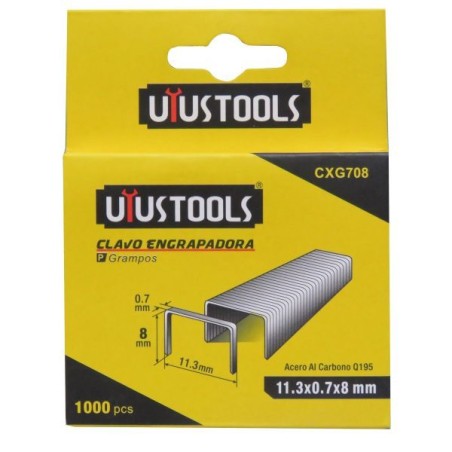 GRAPAS UYUSTOLLS 08 MM CAJA 1000 UNIDADES CXG 708