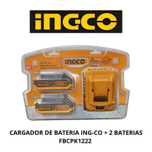 CARGADOR DE BATERIA INGCO + 2 BATERIAS FBCPK1222