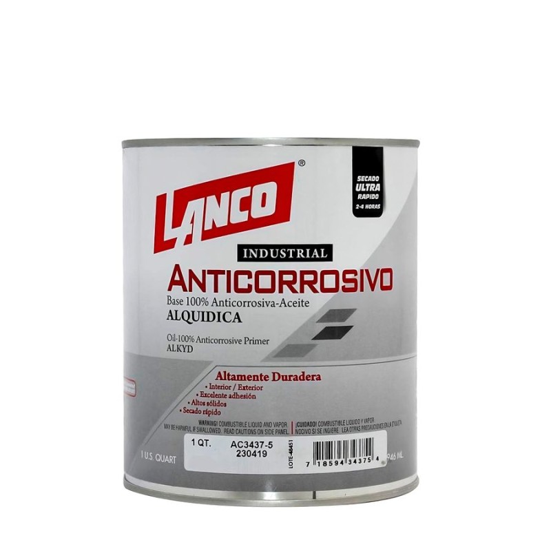 ANTICORROSIVO LANCO INDUSTRIAL BRILL 1/4 GL BLANCO