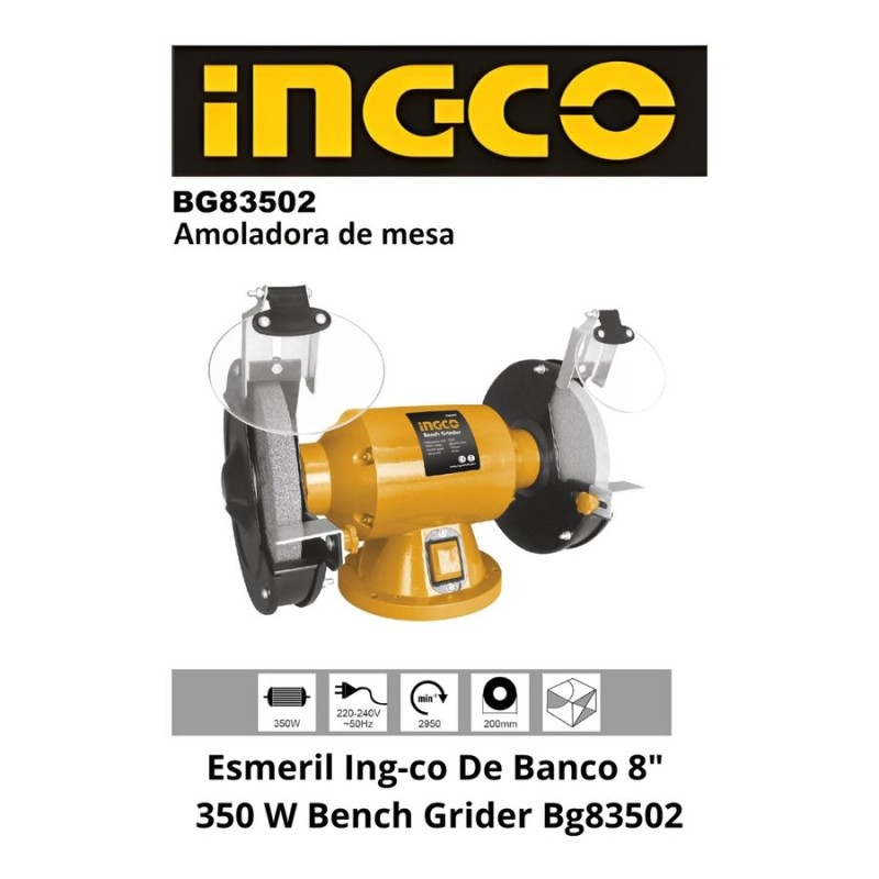 ESMERIL INGO-CO DE BANCO 8" 350 W BENCH GRIDER BG8