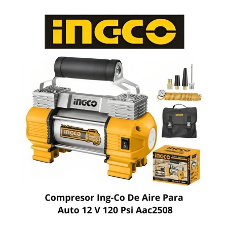 COMPRESOR INGCO DE AIRE PARA AUTO 12 V 120 PSI AA