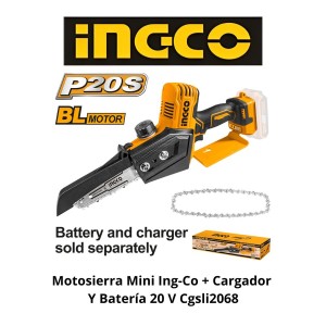 MOTOSIERRA MINI INGCO+CARGADOR Y BATERIA 20 V CGS
