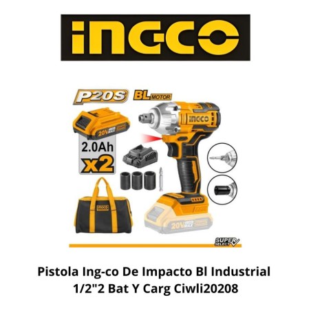 PISTOLA INGCO DE IMPACTO BL INDUSTRIAL 1/2"2 BAT